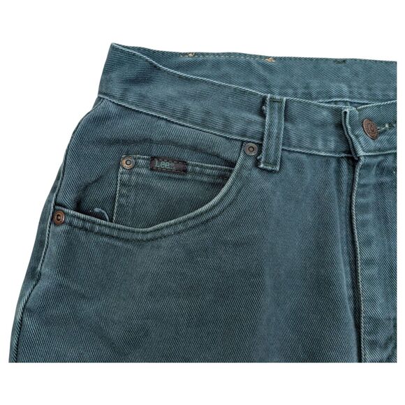 LEE Green Denim Jeans Tapered Leg Made in USA - Picture 3 of 15